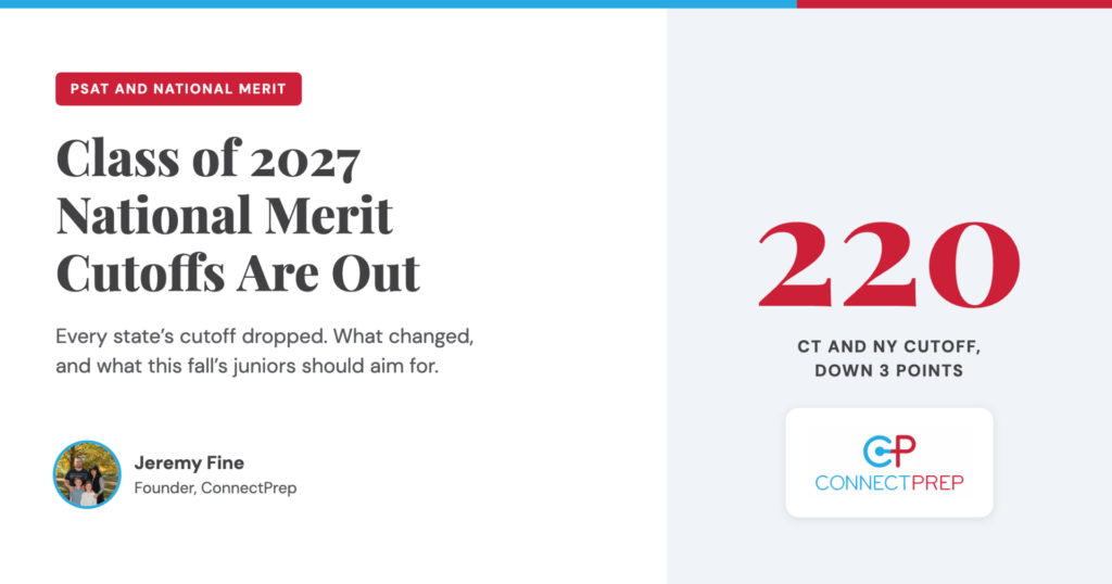 Class of 2027 National Merit cutoffs are out. Connecticut and New York cutoff is 220, down 3 points.